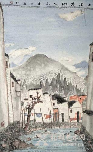 方广智 白云思乡 皮宣 38x65cm