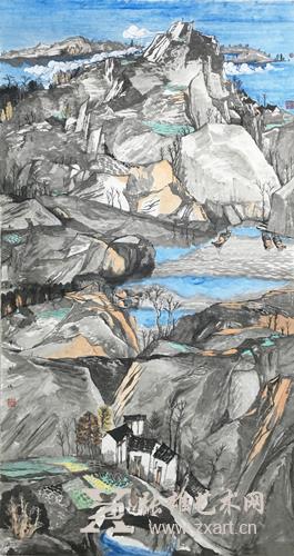 李肇瑜《 海岛秋色》97x179cm