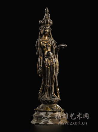 3218唐 鎏金铜十一面观世音菩萨立像 估价400,000 — 600,000港币